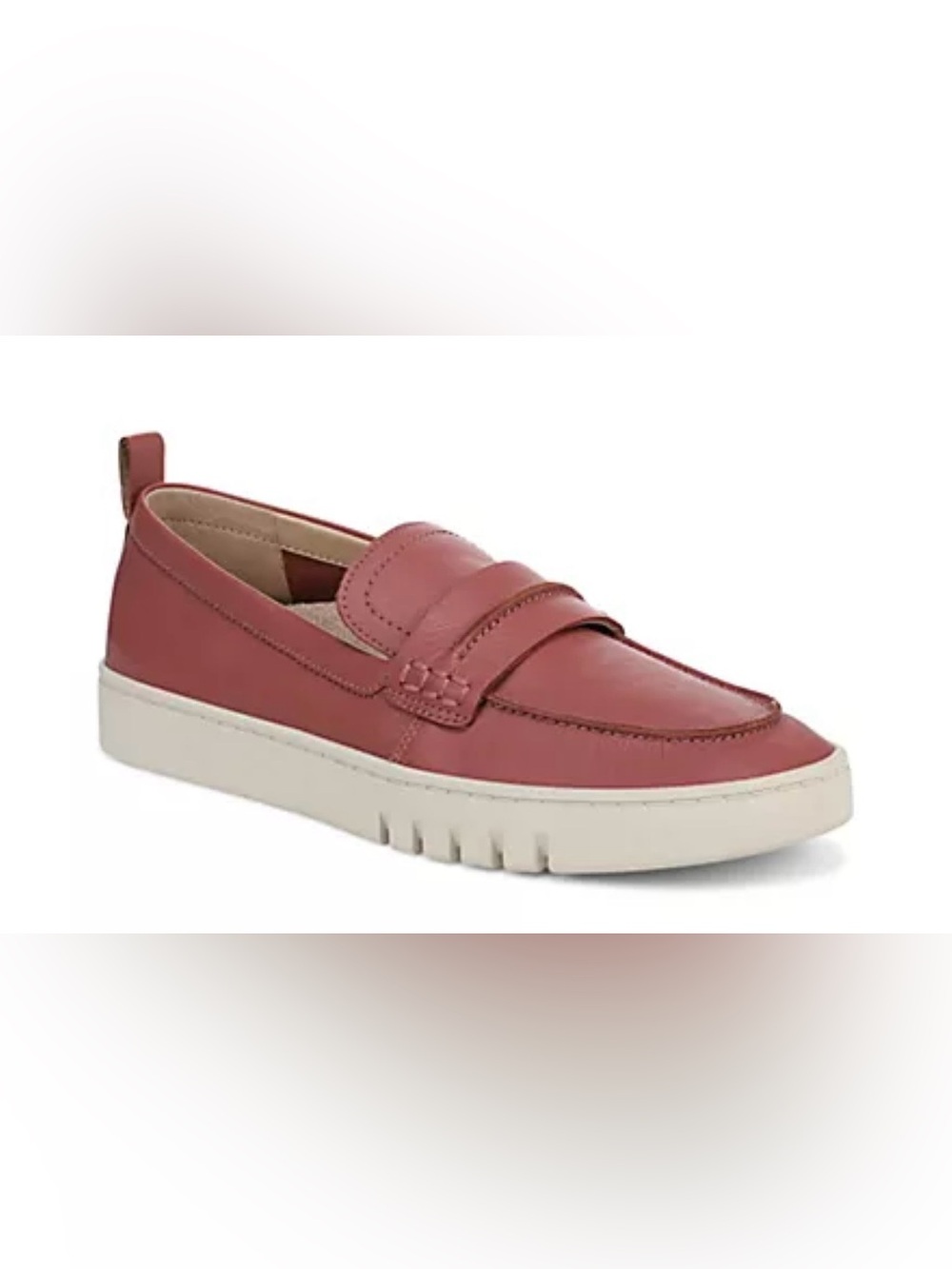 Vionic Mauve Leather Slip-On Penny Loafer with White Sole Size 10